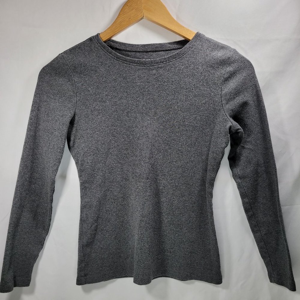 Ann Taylor Women's Small Petite Gray Crew Neck Long Sleeve Shirt